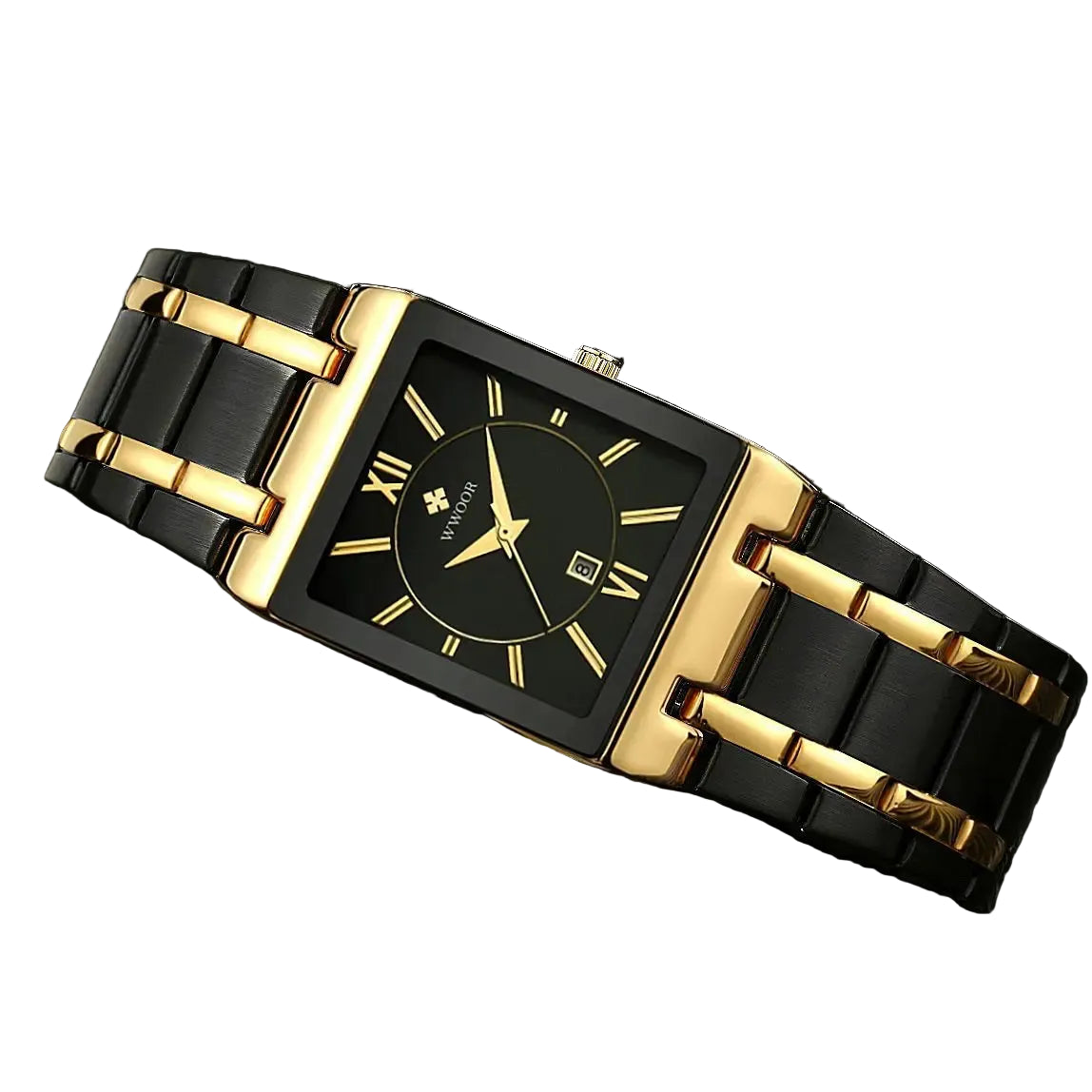 Relógio Masculino Luxo Dourado Quadrado