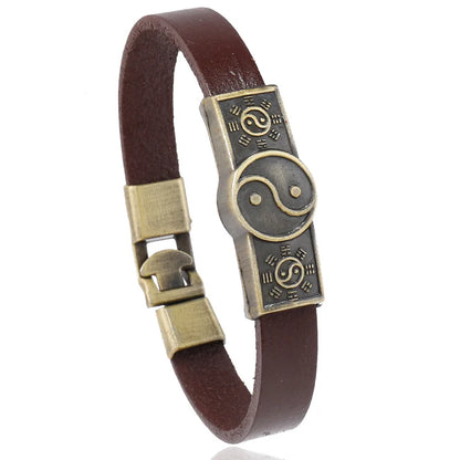 Pulseira Masculina de Couro Vintage
