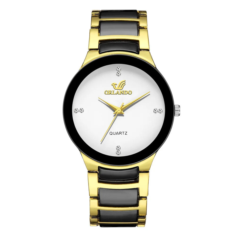 Relógio Masculino e feminino Luxo Preto e Dourado