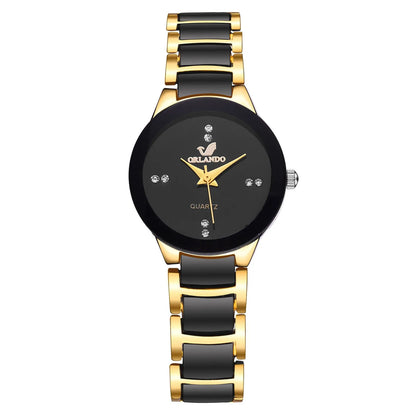 Relógio Masculino e feminino Luxo Preto e Dourado