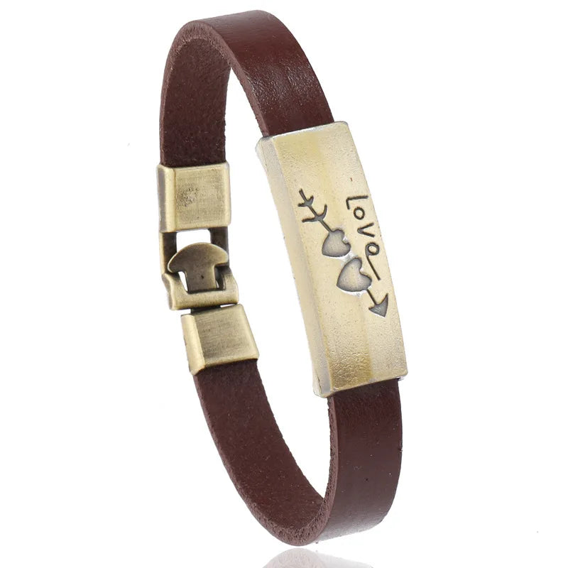 Pulseira Masculina de Couro Vintage