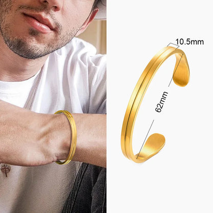 Pulseira Masculina Premium em Aço Inoxidável Dourado