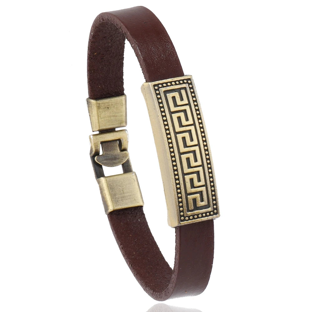 Pulseira Masculina de Couro Vintage