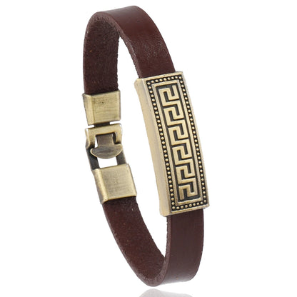 Pulseira Masculina de Couro Vintage