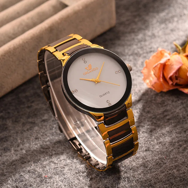 Relógio Masculino e feminino Luxo Preto e Dourado