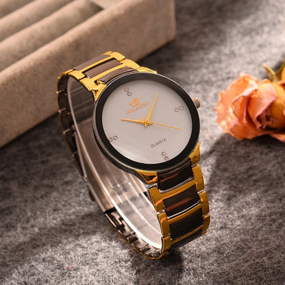 Relógio Masculino e feminino Luxo Preto e Dourado