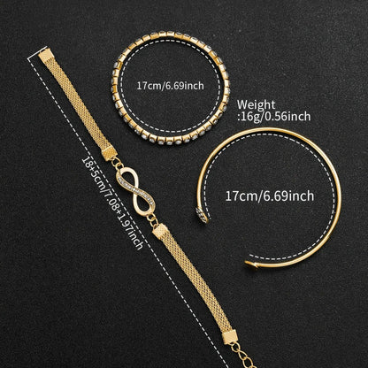 ✨ Havanis | Kit Relógio Feminino Luxo Dourado 4 Peças