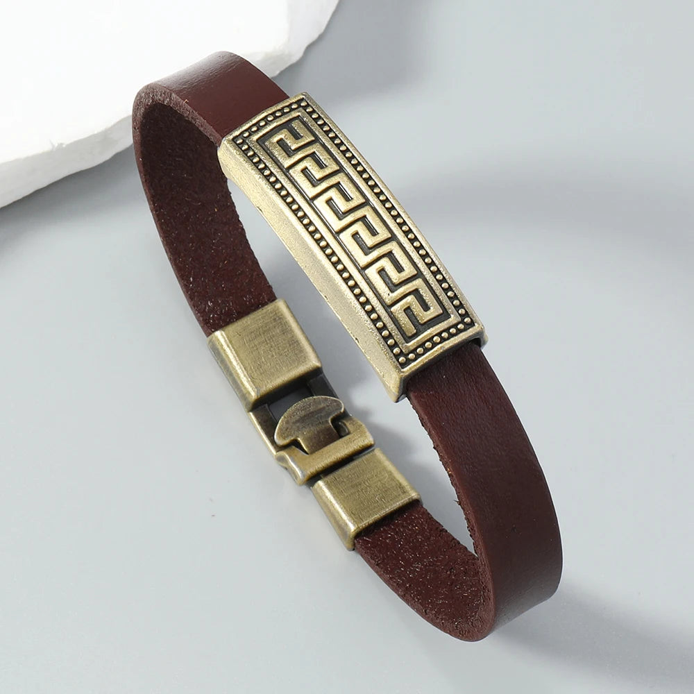 Pulseira Masculina de Couro Vintage