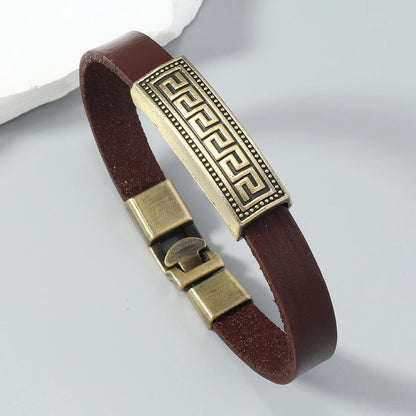 Pulseira Masculina de Couro Vintage