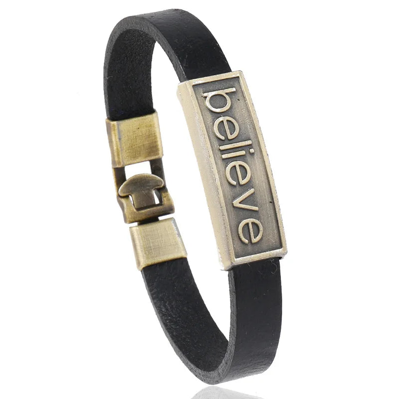 Pulseira Masculina de Couro Vintage