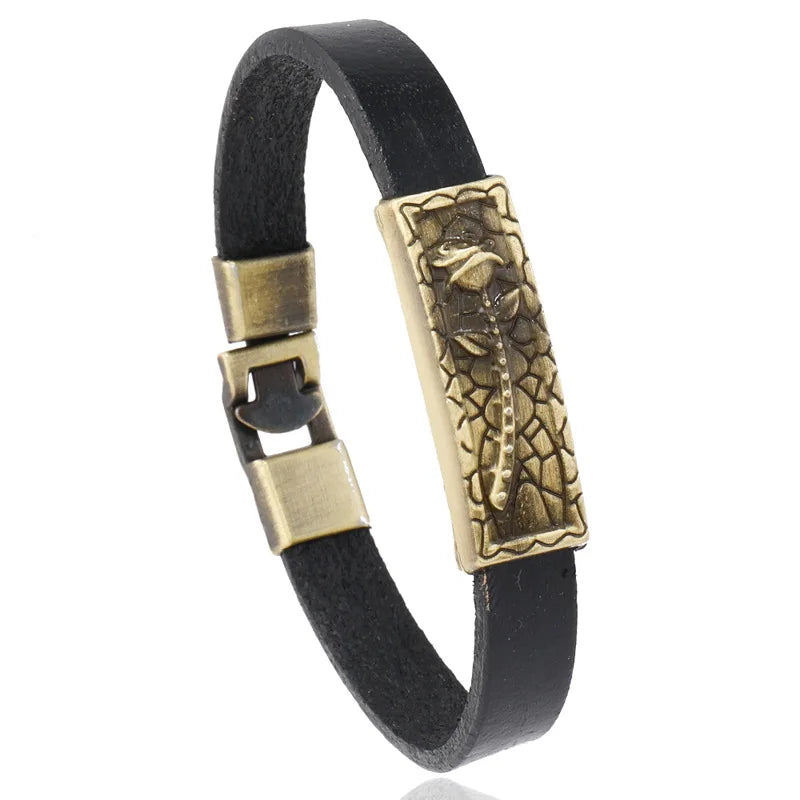 Pulseira Masculina de Couro Vintage
