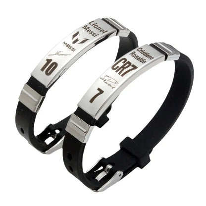 Pulseira Masculina Futebol Messi, Ronaldo, Neymar.