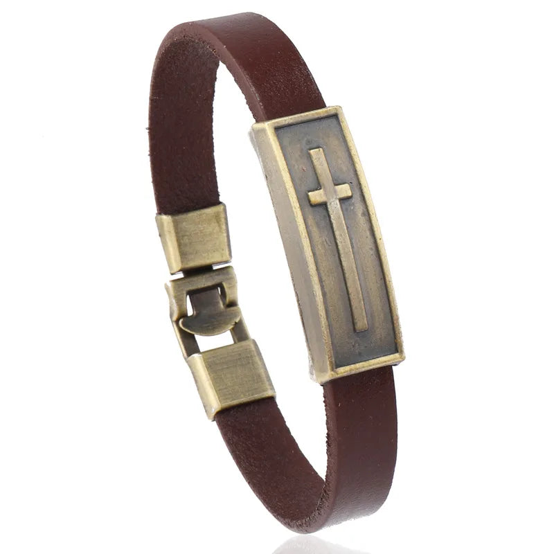 Pulseira Masculina de Couro Vintage