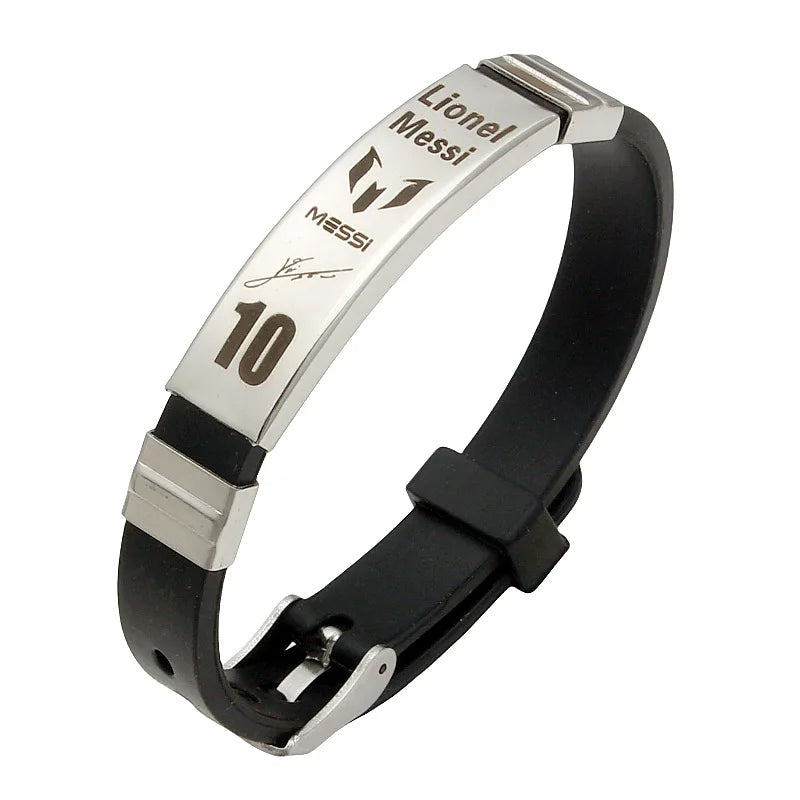 Pulseira Masculina Futebol Messi, Ronaldo, Neymar.