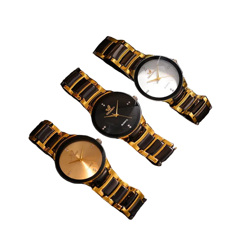 Relógio Masculino e feminino Luxo Preto e Dourado