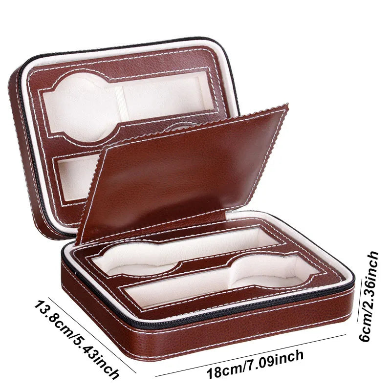 Estojo Porta-Relógios Couro com Zíper