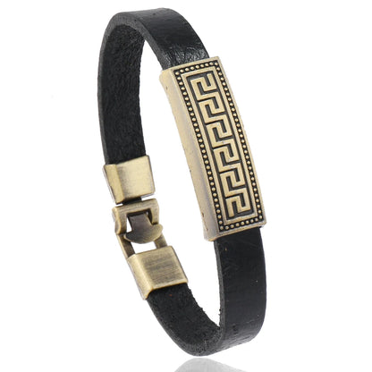 Pulseira Masculina de Couro Vintage