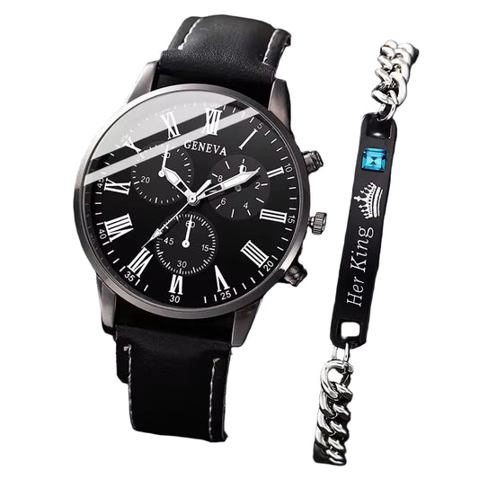 Relógio Masculino + Pulseira Elegante