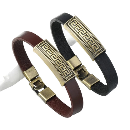 Pulseira Masculina de Couro Vintage