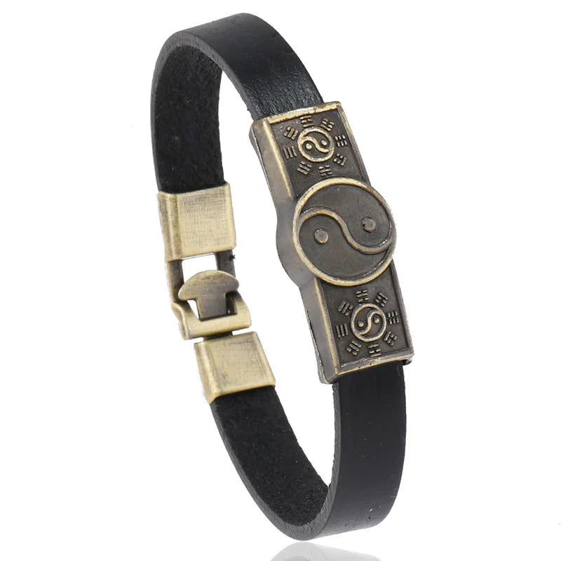 Pulseira Masculina de Couro Vintage