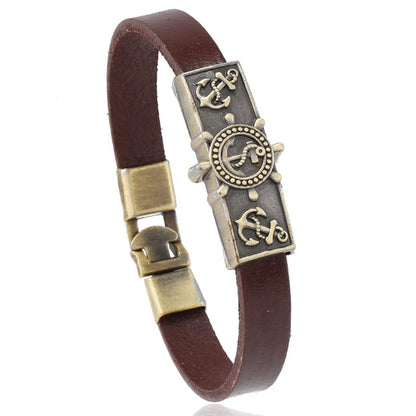 Pulseira Masculina de Couro Vintage