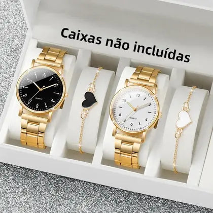 Kit Relógio Feminino com Mostrador Árabe + Pulseiras